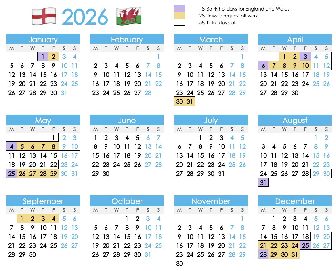 Bank Holidays in England and Wales