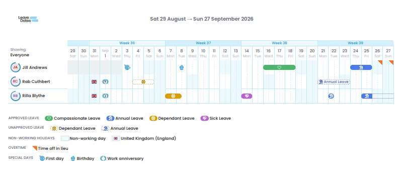 Print view feature on Leave Dates